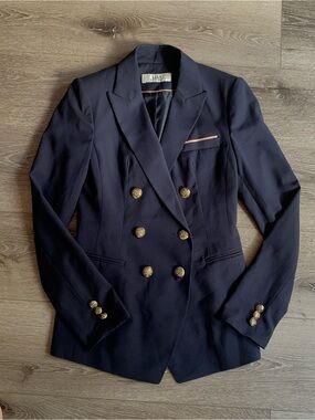 LIST Navy Blue Double-Breasted Blazer Size 2